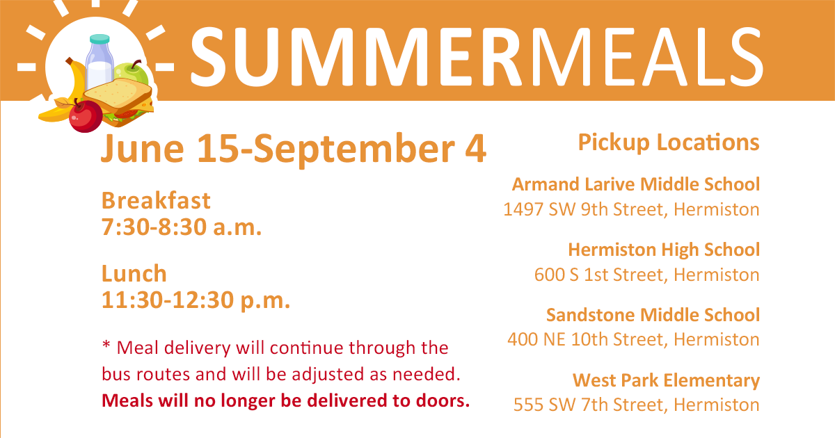 Flyer explaining the summer meal program. 